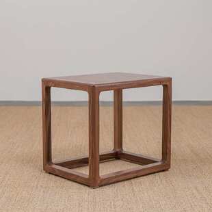 新中式禅意实木家具老榆木免漆方凳北美黑胡桃现代简约家用餐边凳