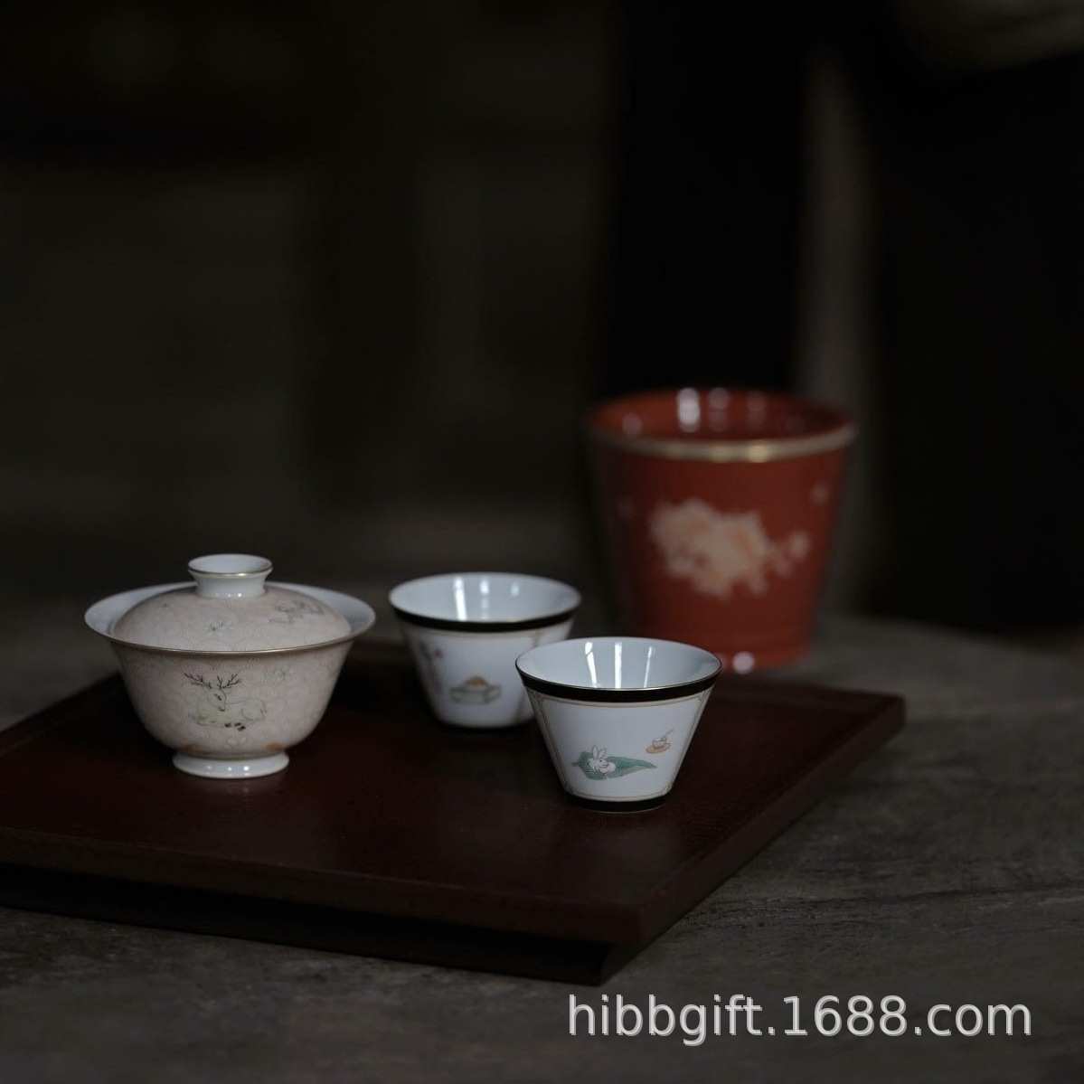 赋山堂茶杯 庭芜绿墨边清供杯 主人杯品茶杯个人杯单杯 一件代发