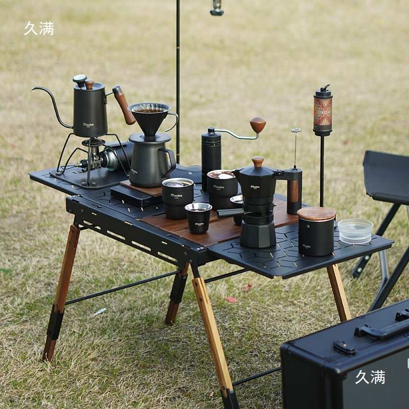 全金属户外咖啡套装 手冲咖啡壶摩卡壶手摇磨豆机铝箱