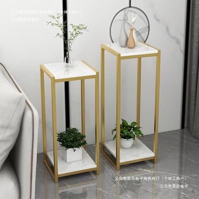 花几花架欧式阳台轻奢铁艺落地摆件客厅风大理石旁边花架电视柜子