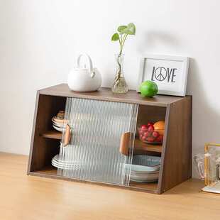 桌面餐边柜厨房碗柜储物柜家用玻璃茶水柜置物架实木小型收纳柜子