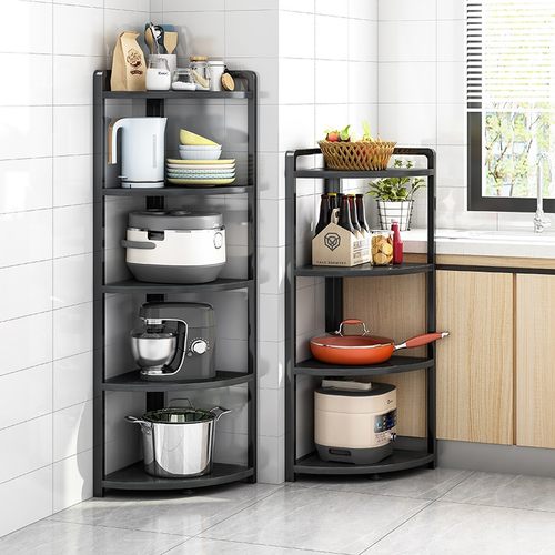 ?jh厨房转角置物架角落三角架厨具储物架放锅架子落地多层锅具收