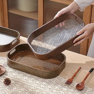 茶盘家用托盘客厅茶几水果盘新款 简约复古茶甜品水杯收纳盘