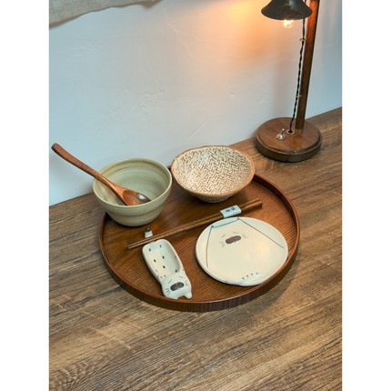 ?Popcorn Table 一宅二喵 一人食粗陶餐具套装复古简餐月子