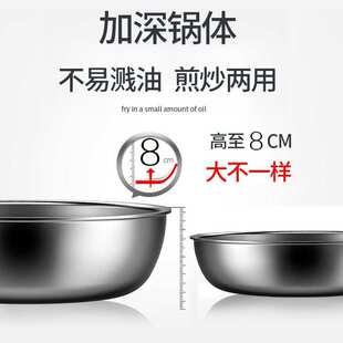 316不锈钢平底锅不粘锅加深煎锅炒锅家用煎蛋牛排烙饼