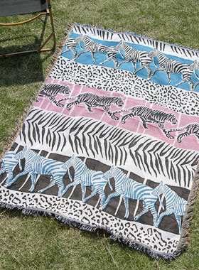 露营毯camping野营线毯波西米亚毯沙发毯棋盘格毯子户外露营盖毯