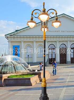 北欧风格4米4头装饰庭院灯 100w 120w户外防水精铸铝道路照明路灯