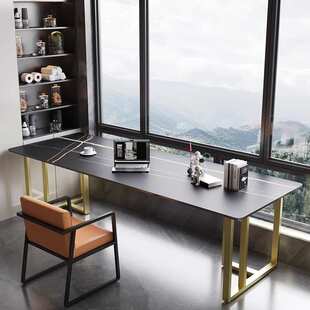 岩板长桌子靠墙书桌极简家用阳台卧室床边桌工作台办公电脑桌