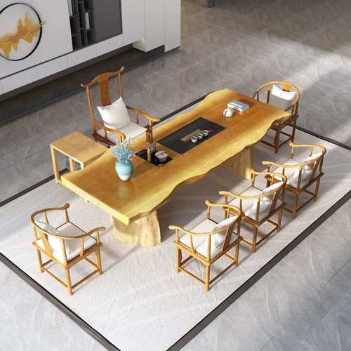 新中式茶桌椅家用客厅大板防烫喝茶桌子办公会客茶桌简约整板茶台