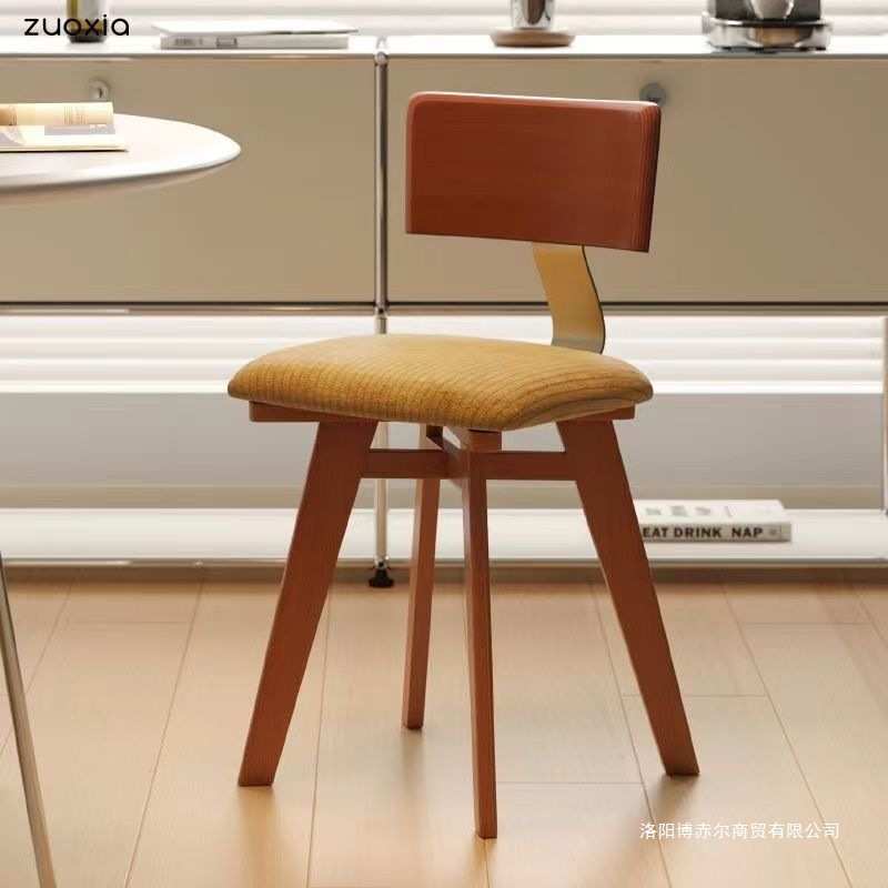 中古实木餐椅家用设计师小户型法式复古靠背书桌化妆咖啡厅餐桌椅