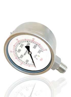 不锈钢水压表全钢304径向立装沙缸压力表砂缸设备用YBF100 350kPa