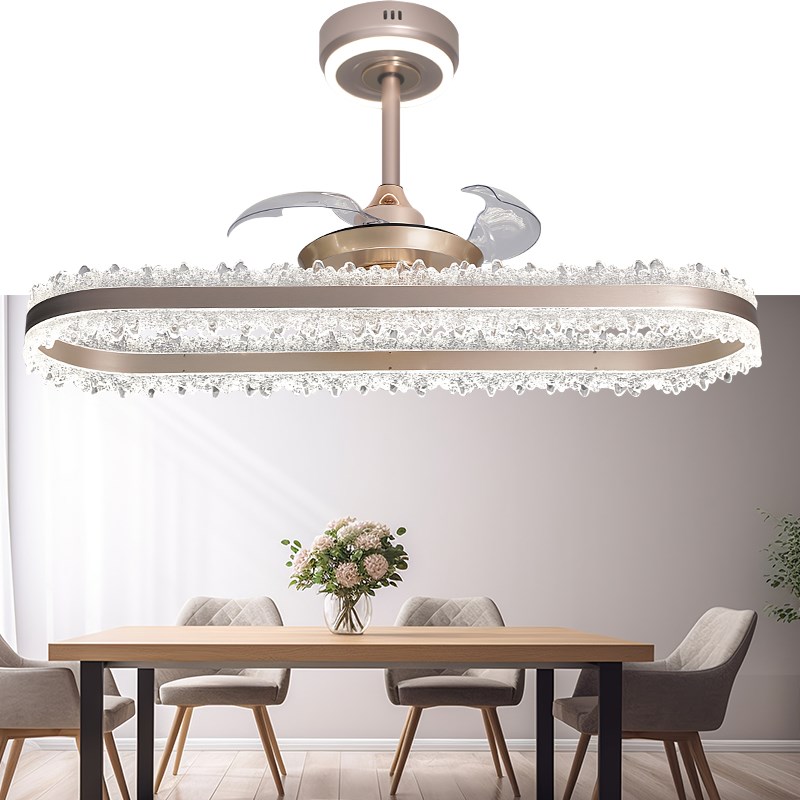 新款全光谱隐形风扇吊灯全铜电机智能语音三色变光正反转遥控器