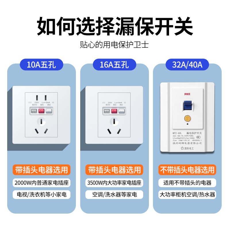 86型明装漏保空调专用漏电保护器开关五孔家用10a16a空调漏保