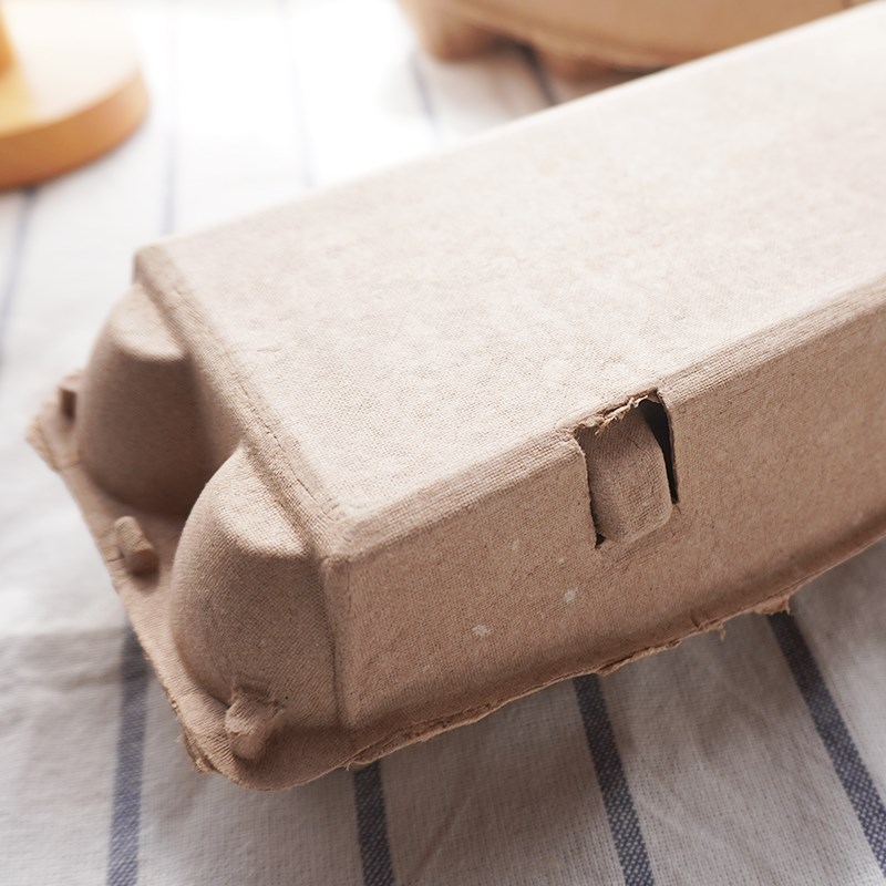 鸡蛋包装盒6/9/10枚免折叠开关黄色篮子打包托纸浆生物可降解