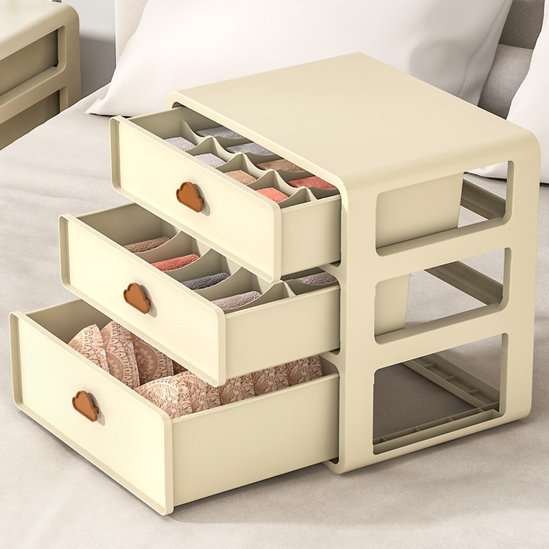 内衣收纳盒抽屉式家用装袜子放内裤三合一整理盒衣物分格收纳神器
