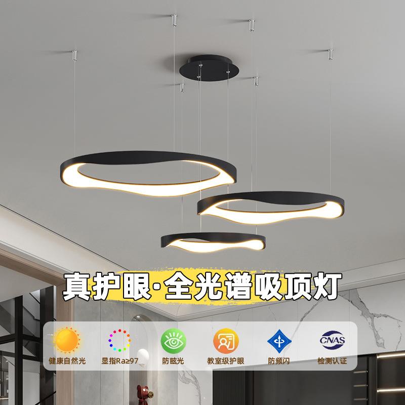 简易客厅灯现代简约大气2024年新款意式极简圆环灯具大全客厅吊灯