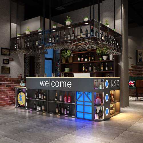 厂家直销复古工业风店铺餐厅前台接待台吧台桌酒吧台转角收银台