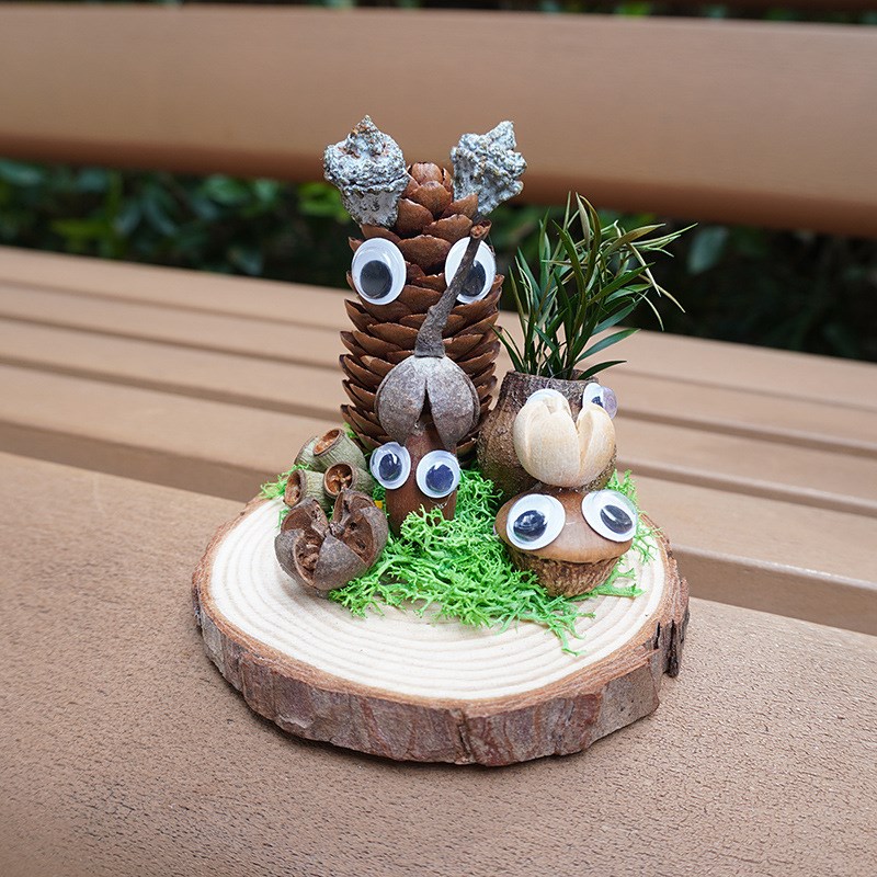 手工松果动物香薰摆n件干花树枝装饰六一幼儿园益智创意制作材料