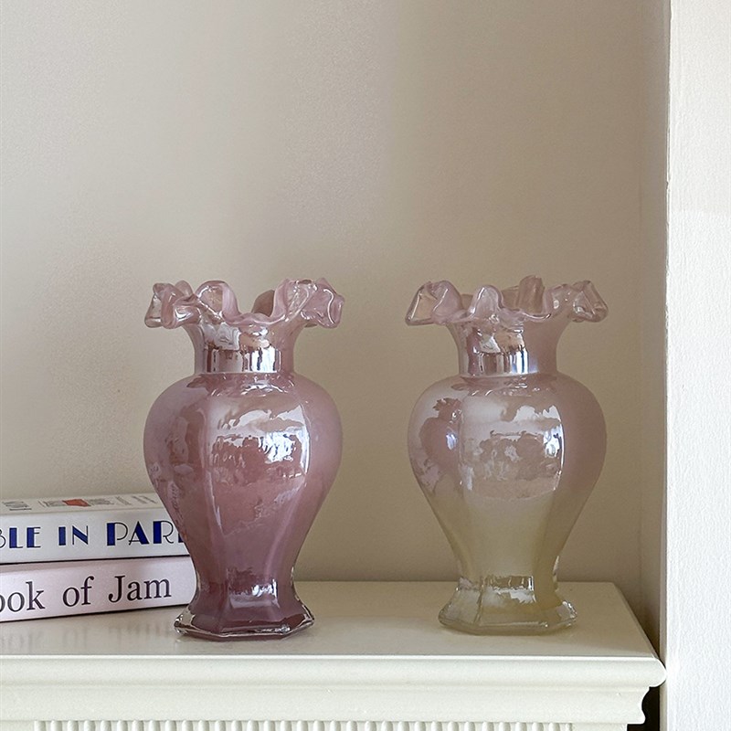 法式复古琉璃玻璃花瓶客厅插花高级感桌面摆P件软装饰品拍照道具