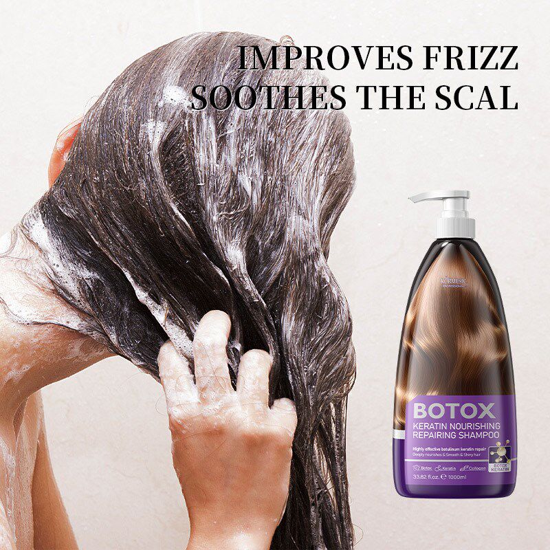 全英文肉毒杆菌洗发水大瓶装1000ML洗K发水角蛋白滋养修护洗发膏