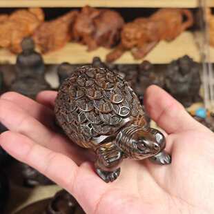 【超大款110克】印尼沉香木精雕金钱龙龟乌龟桌面摆件装饰车摆件
