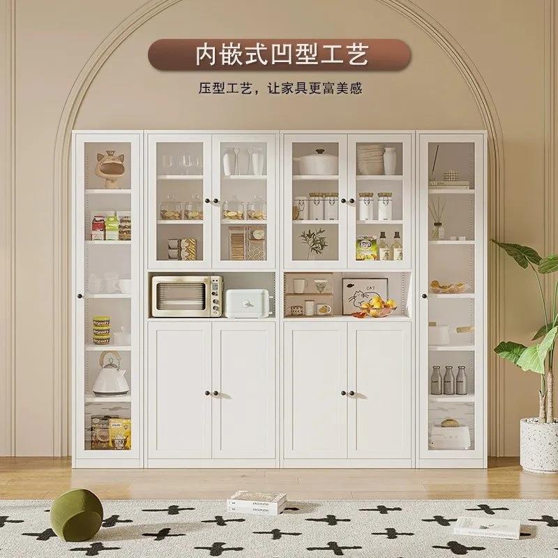 钢制铁艺书柜透明玻璃门展示柜铁艺家用置物柜满墙组合双开门书柜