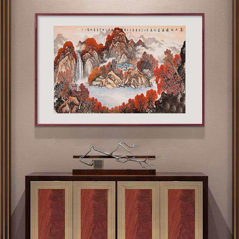 聚宝盆国画山水画玄关走廊过道挂画新中式小幅客厅画餐厅壁画招财