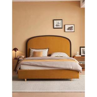 轻法式 复古奶油风双人床轻奢现代简约主卧小户型储物丝绒布艺床