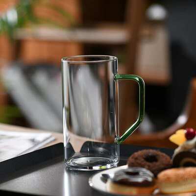 天久璃匠 300ml绿茶杯 高硼硅玻璃杯带手柄耐高温办公杯个人杯