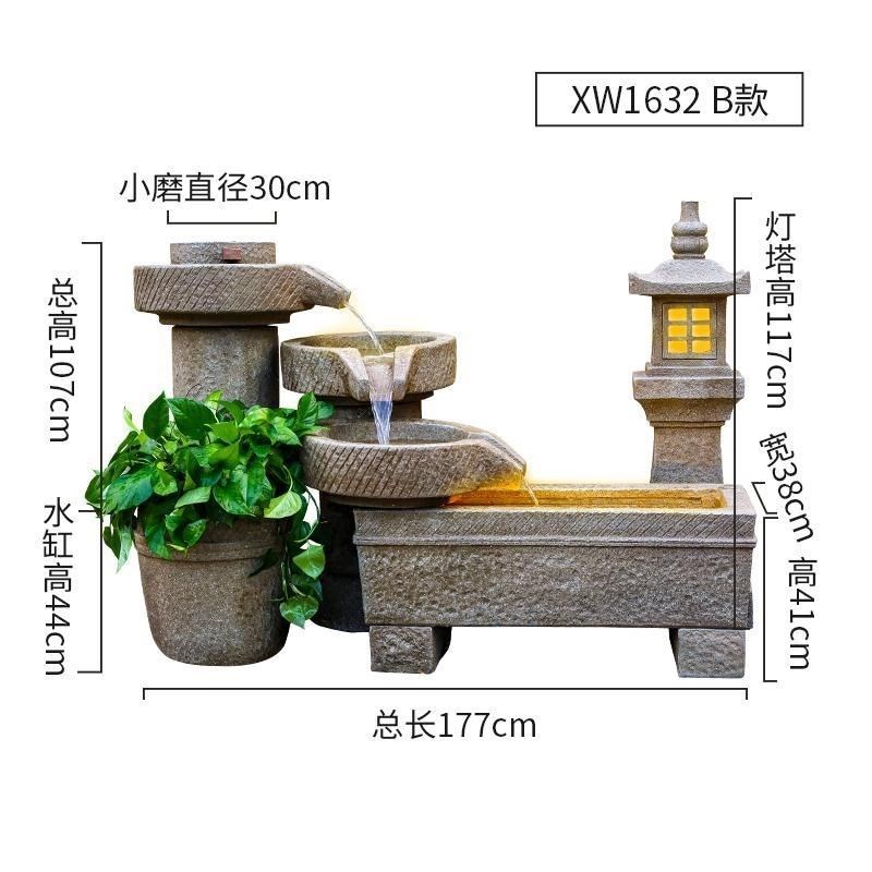 石磨喷泉摆件阳台花园装饰循环水F造景鱼池假山流水景观简约