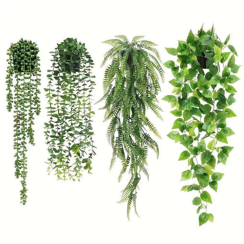 4盆人造盆栽仿真植物绿萝桉树叶波斯庭院家居装饰悬挂垂吊假绿植