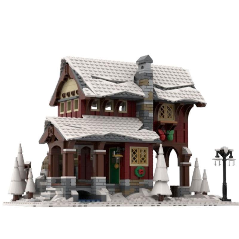 现货MOC-19433小颗粒拼装积木摆件益智建筑酒厂玩具冬季村庄模型
