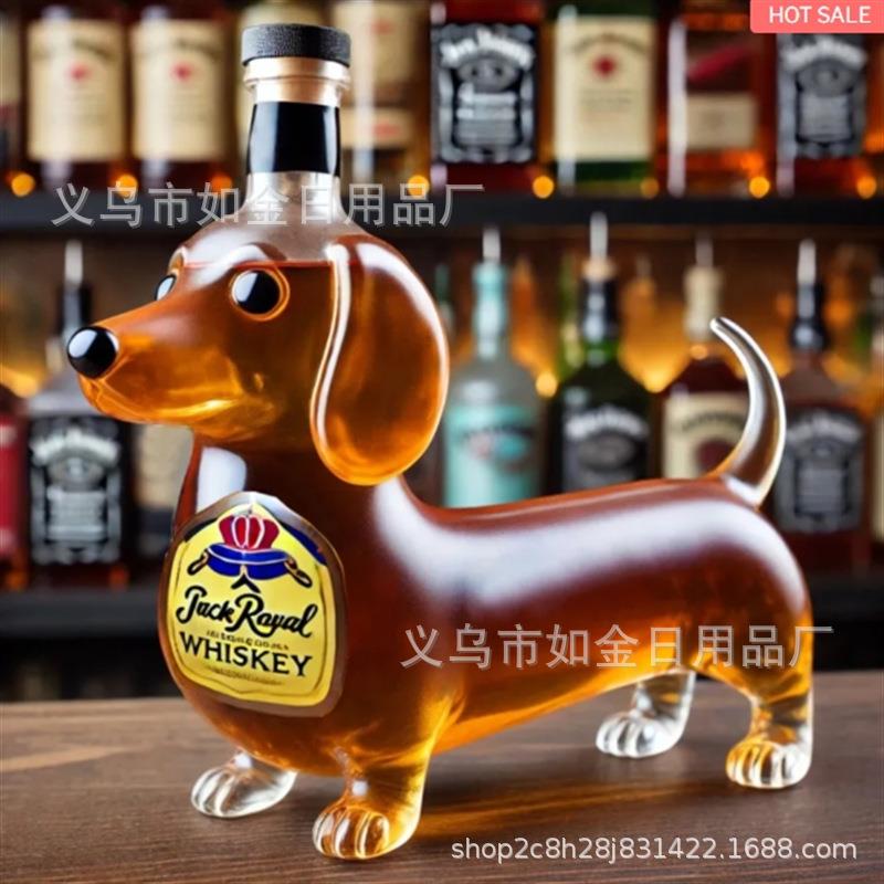 跨境新款Dachshund Dog Whiskey Bottle腊肠狗威士忌瓶