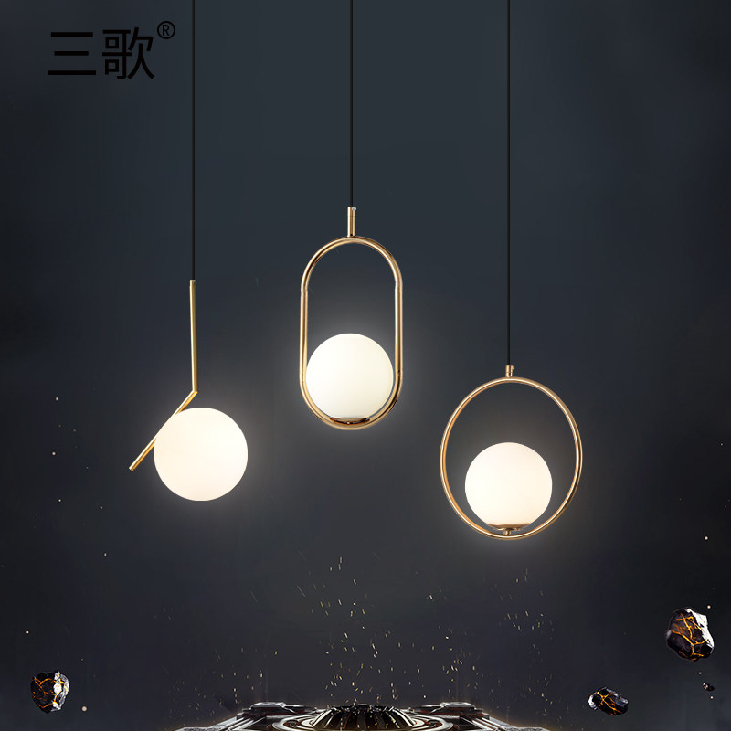 北欧餐厅吊灯轻奢创意现代简约玻璃床头饭厅灯三头吧台餐桌灯具