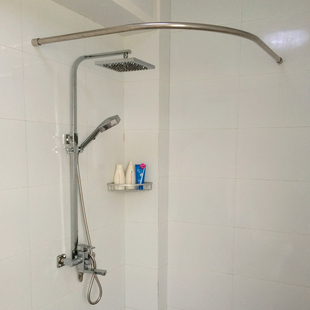 浴室套装 加厚不锈钢弧形浴帘杆打孔洗澡间杆子弯杆淋浴房撑杆挂杆