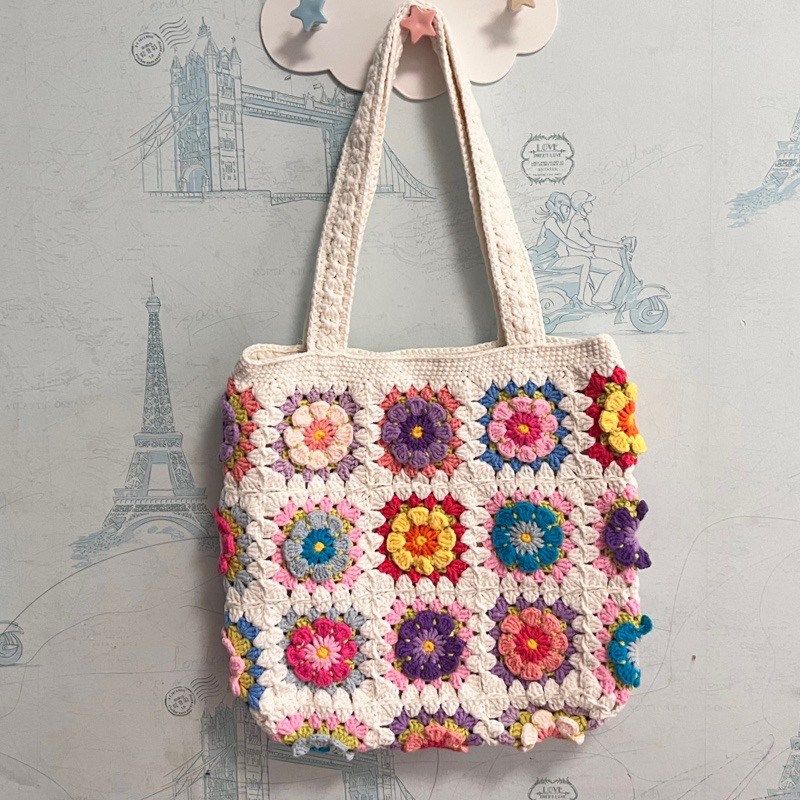 高档手工编织女士单肩包 花朵拼接毛线钩织女包 小清新祖母格包包,箱包皮具/热销女包/男包,通用款女包,淘宝优惠券,粉丝福利购,淘宝优惠卷