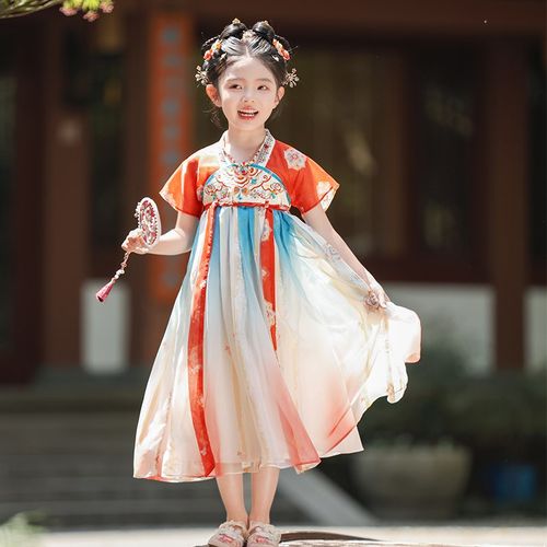 汉服女童夏季2025新款儿童高端国风仙气薄款连衣裙女孩古风表演服