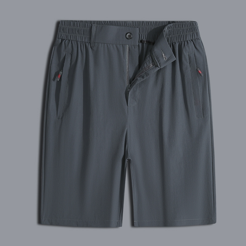 夏季短裤男士薄款冰丝速干五分裤子中老年人拉链开门襟休闲裤男裤