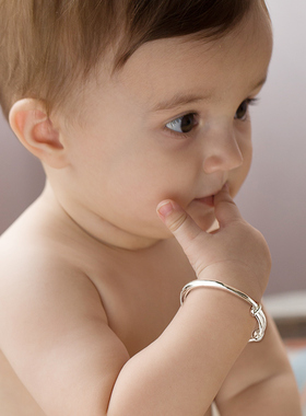 宝宝银手镯婴儿9999纯银牛年儿童男女小孩银镯子满月周岁银饰礼物