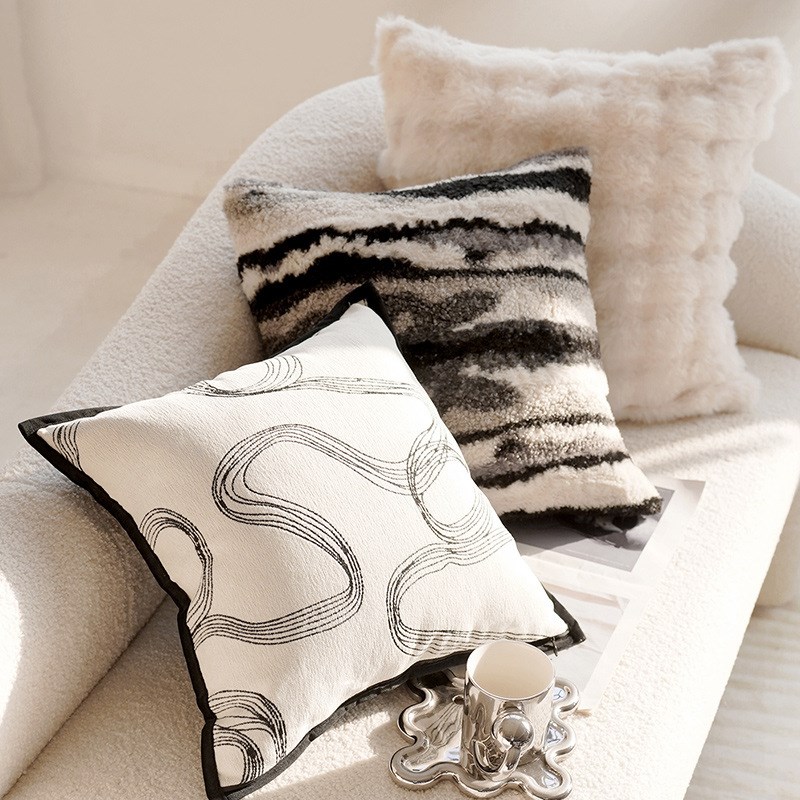 复古高级简约中古风中式轻奢w丝绒抱枕套样板间客厅沙发靠垫靠枕