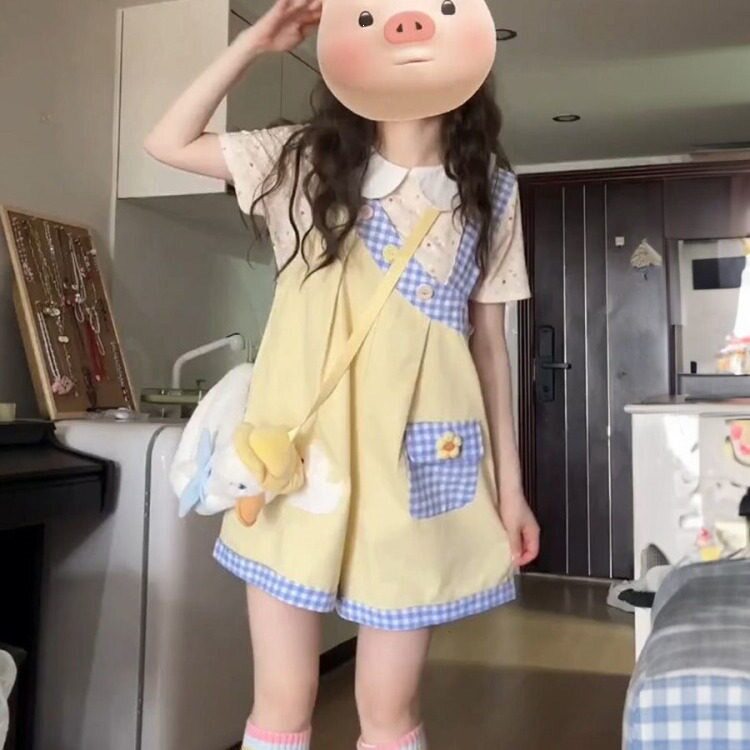 韩版甜美可爱少女背带短