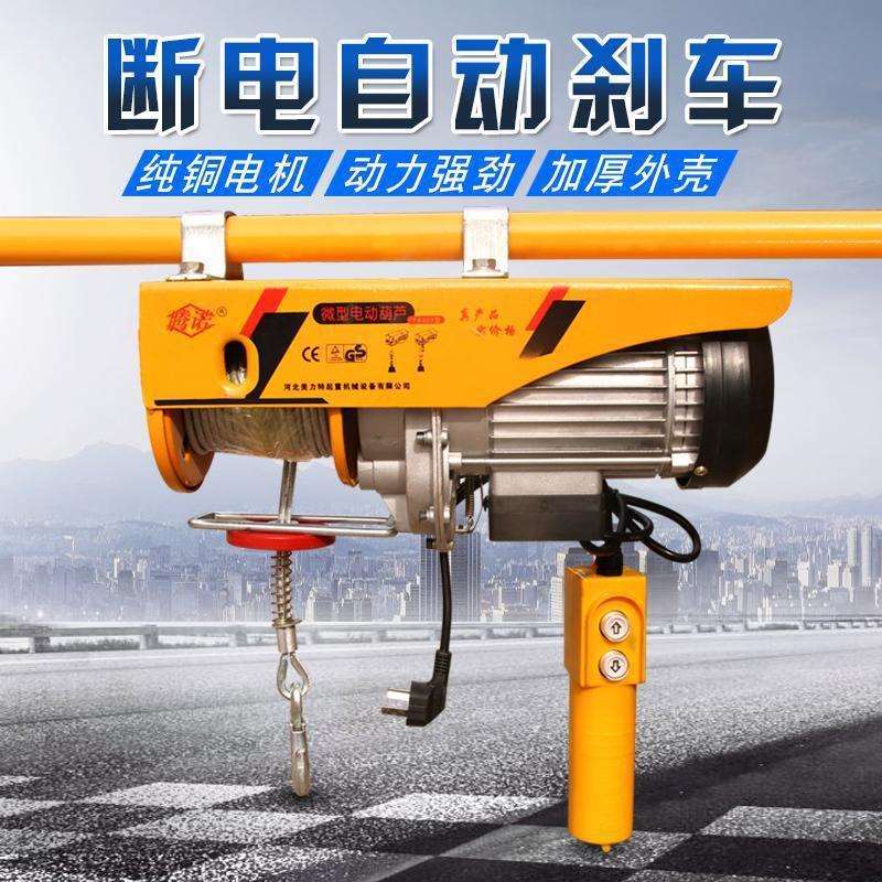小型卷扬机家用电动葫芦0 5吨吊机220v微型提升机建筑装修钢丝绳