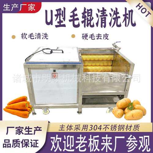 全自动毛辊清洗机土豆地瓜莲藕去皮清洗机花生芦笋去泥清洗机