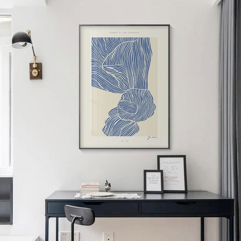 瑞典创意简约抽象线条工业风装饰画美式复古几何挂画客厅卧室酒店