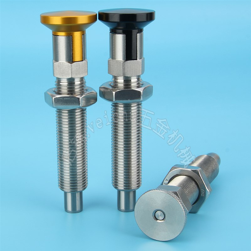 旋钮柱塞VCN244螺纹加长型z分度销长款弹簧柱塞黄头定位拉销弹性