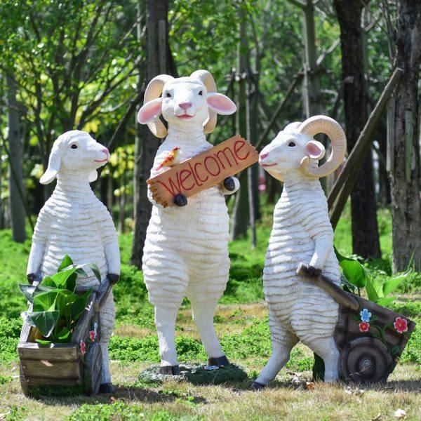 户外园林卡通绵羊玻璃钢雕塑花园公园庭院草坪山羊模型景观大摆件,家居饰品,户外/庭院摆件,淘宝优惠券,粉丝福利购,淘宝优惠卷