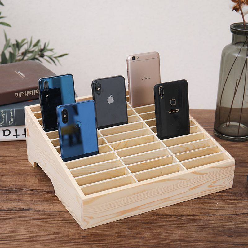 木制桌面学生班级多格手机管理收纳盒办公会议税盘钢化膜存放架子,收纳整理,手机收纳盒,淘宝优惠券,粉丝福利购,淘宝优惠卷