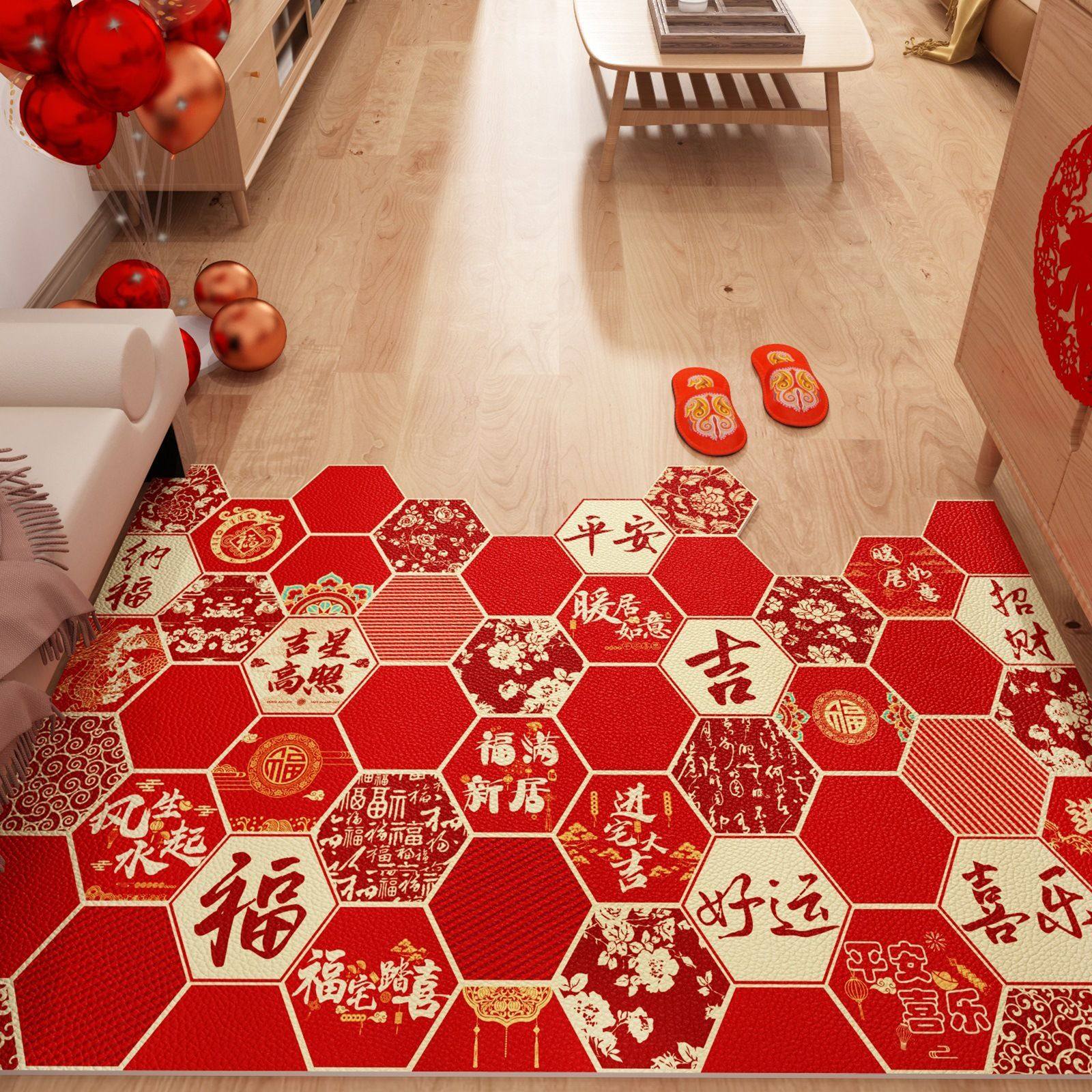 马年新年入门户地垫可擦免洗pvc门外进门垫门口喜庆红色地毯2026,居家布艺,家用脚垫,淘宝优惠券,粉丝福利购,淘宝优惠卷