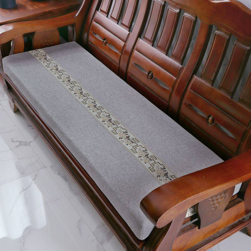 红实木沙发坐垫加厚高密度海绵垫子三连座防滑可拆洗连体长条椅垫