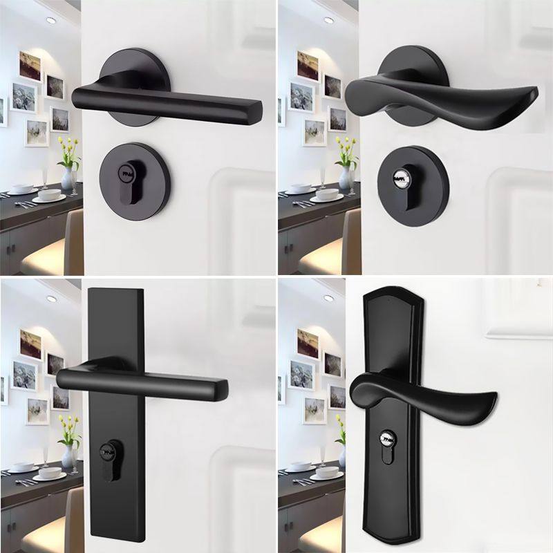黑色卧室门锁室内门把手家用静音房门锁分体磁吸锁木门锁锁具仕淮